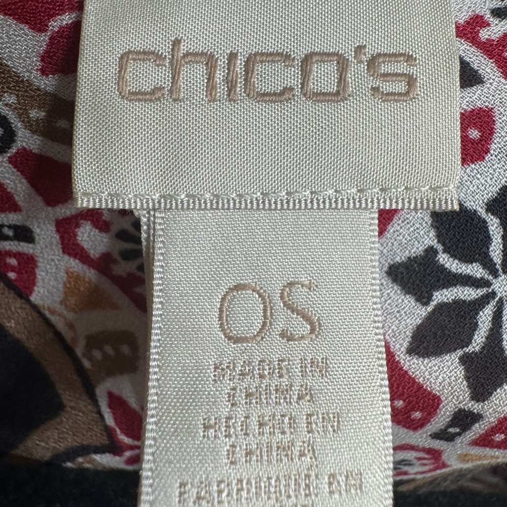 Chico's Multicolor Patterned Poncho with Fringe - image 4